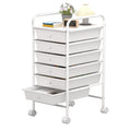 White 6 Tier Rolling Storage Cart with 6 Drawers Q452
