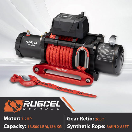 13500lb Waterproof 12V Synthetic Rope Electric Truck Winch J42513