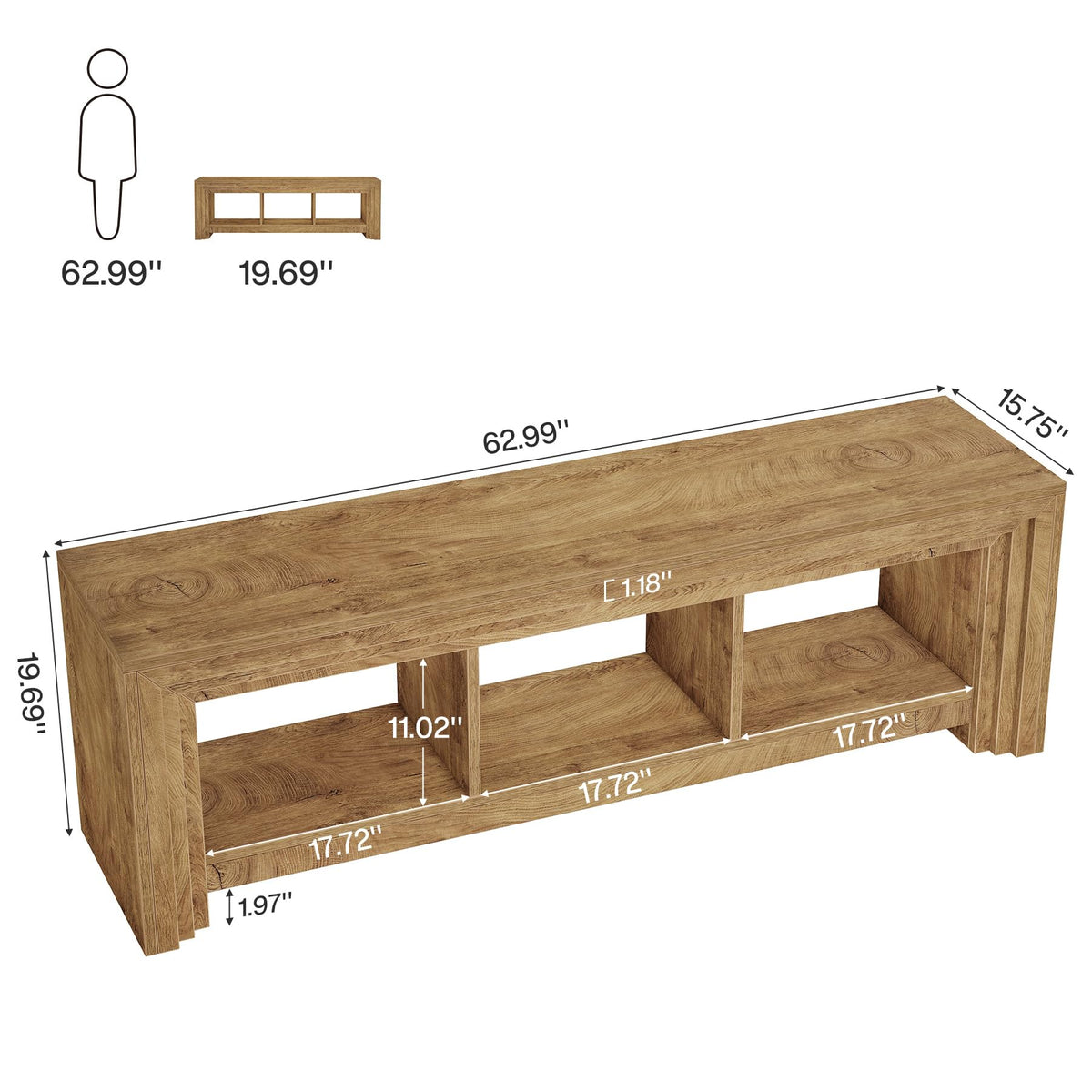 63" Wood TV Stand D3296