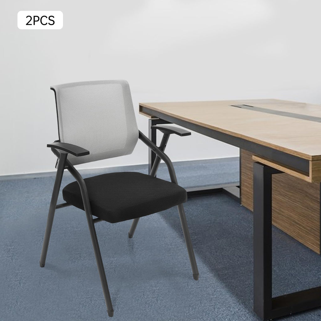 Grey Stackable Folding Mesh Office Chair with Arms Y662