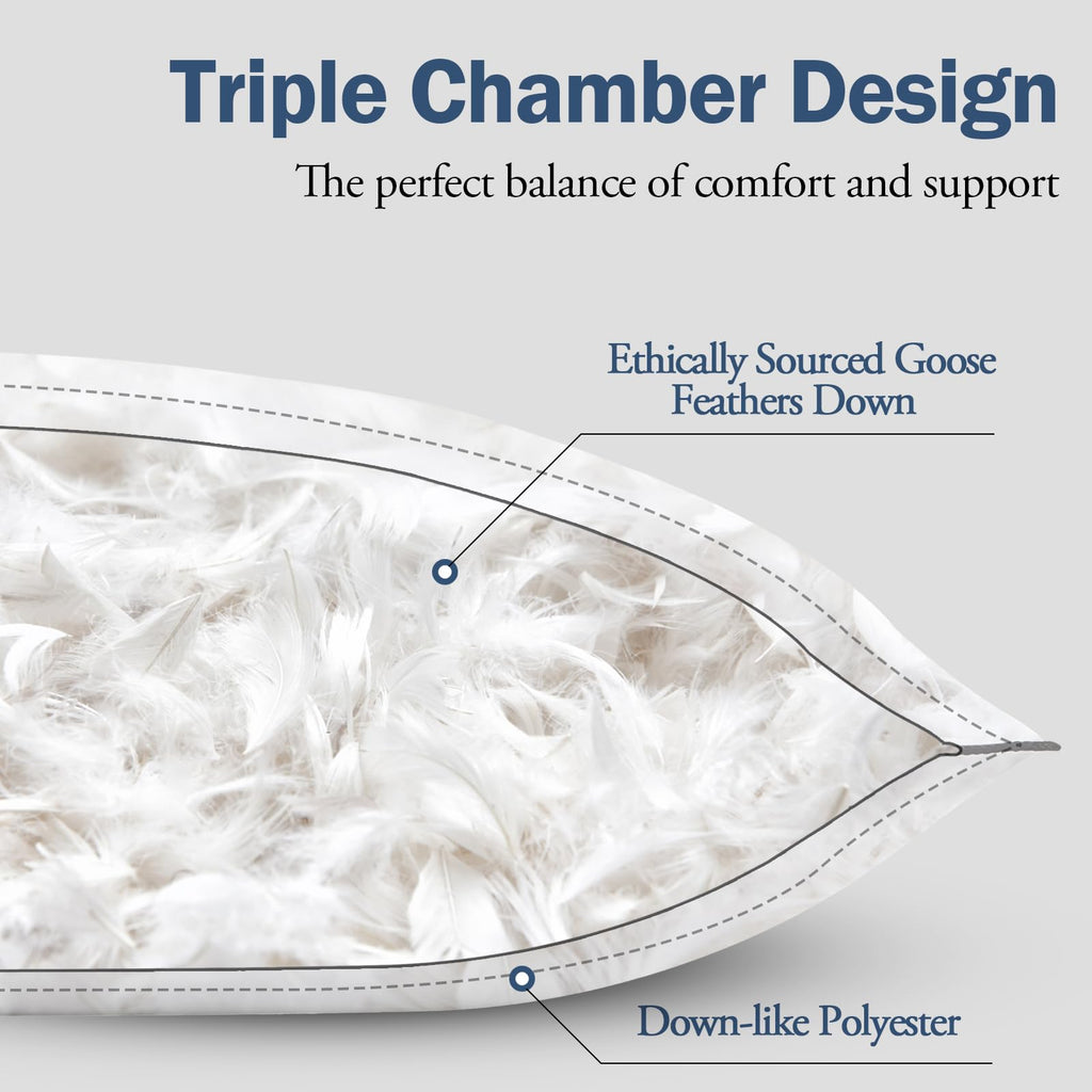 King Size Goose Feather Down Pillows Set of 2 G935