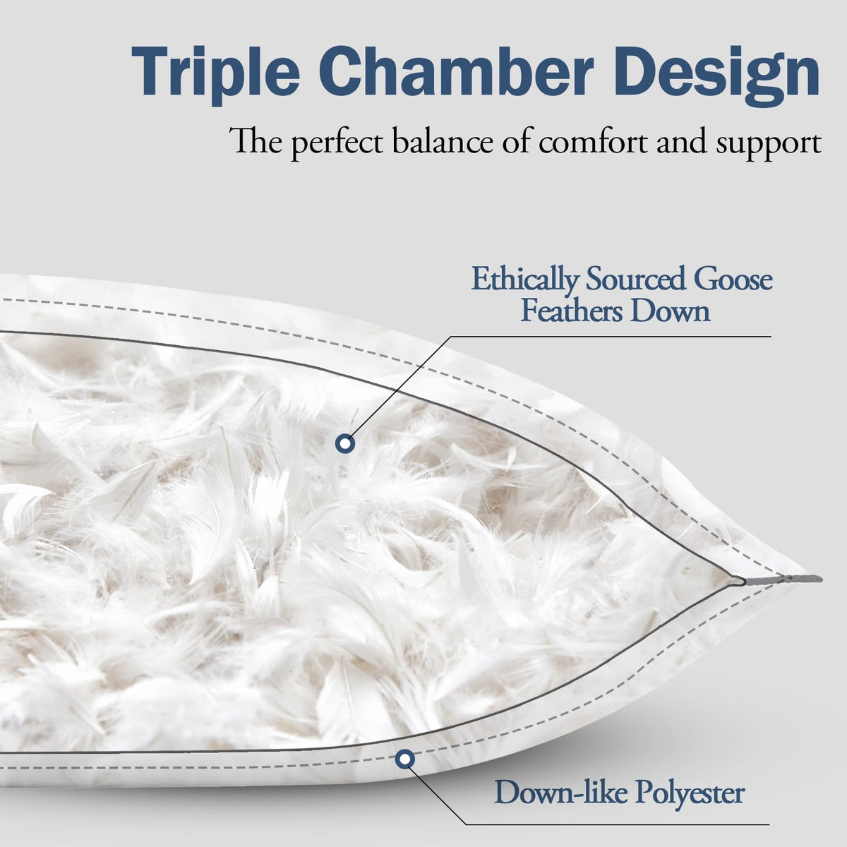 King Size Goose Feather Down Pillows Set of 2 G935