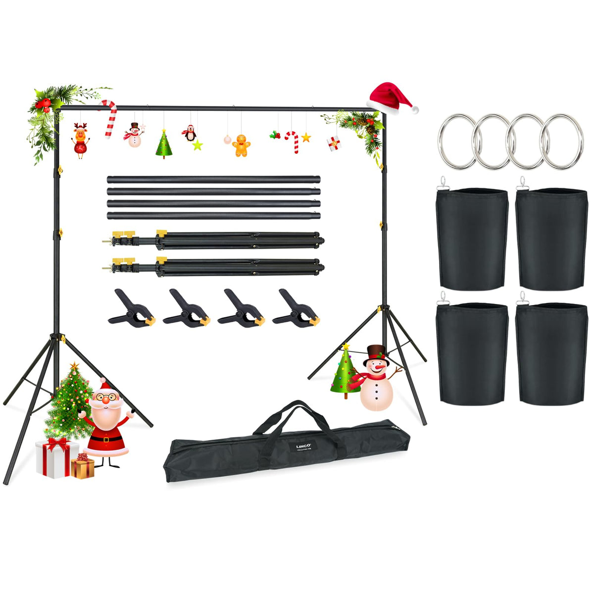 Adjustable Photography Backdrop Stand Kit with Carrying Bag V6716