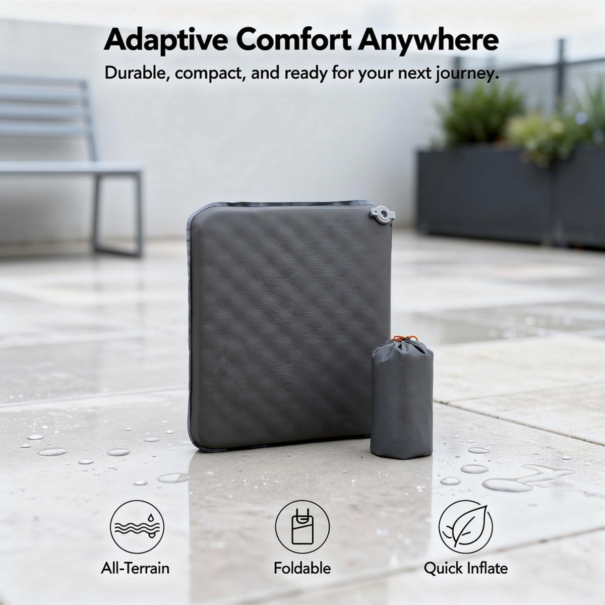 2 Pcs Inflatable Seat Cushion, 16.9 X 13 in, Lightweight Nylon TPU K114942