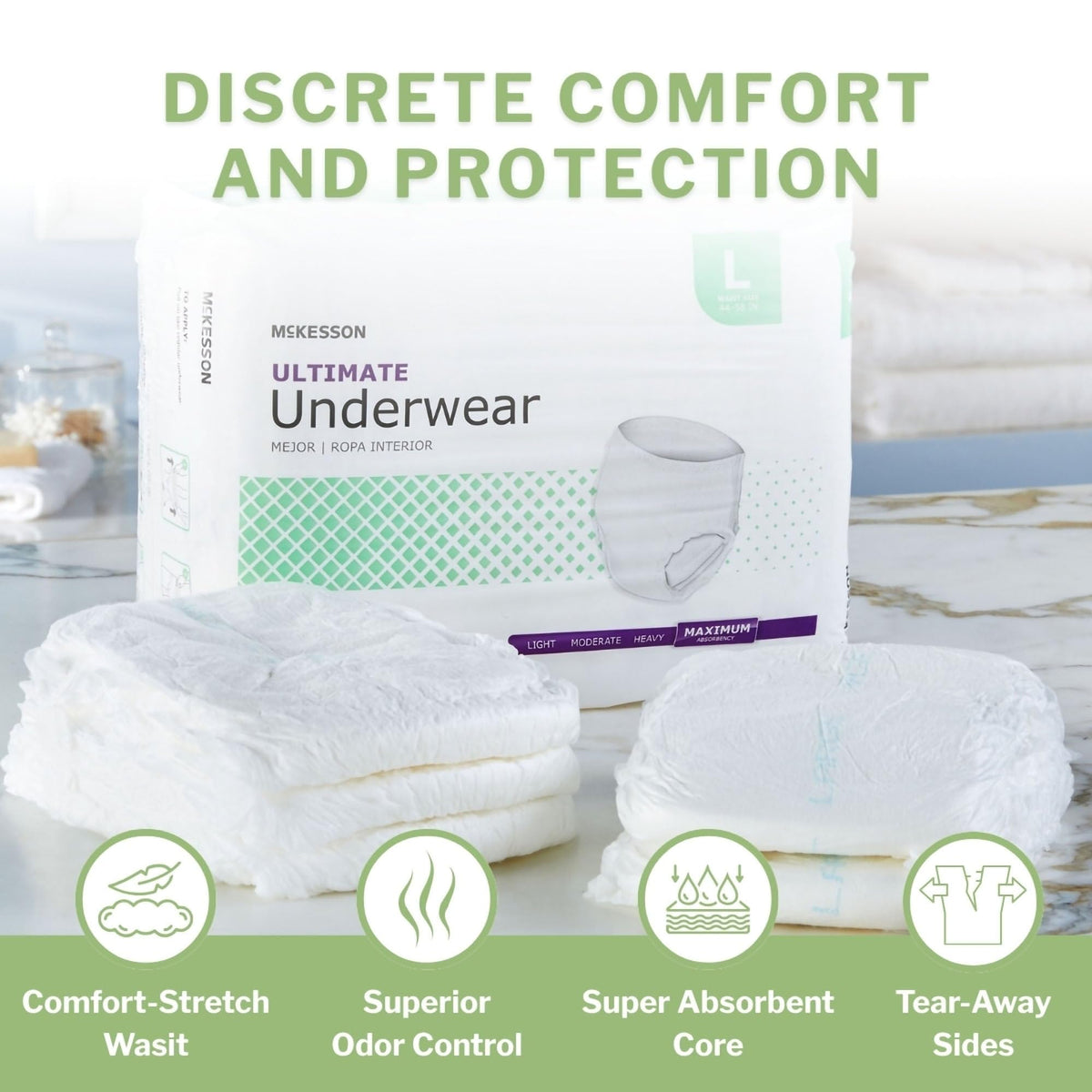 Adult Incontinence Underwear, Large, 72 ct L220742