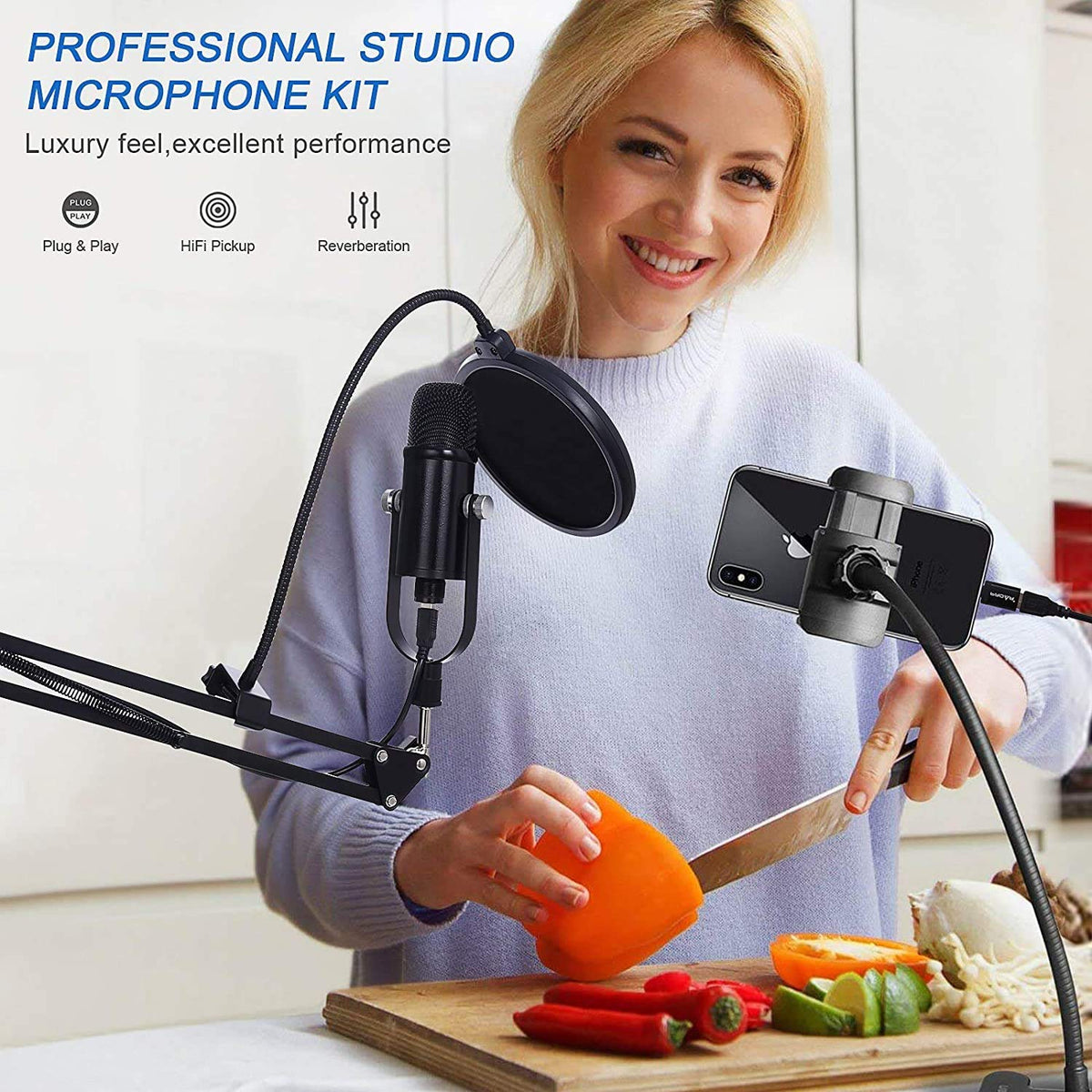 USB Condenser Microphone Kit with Boom Arm K525345