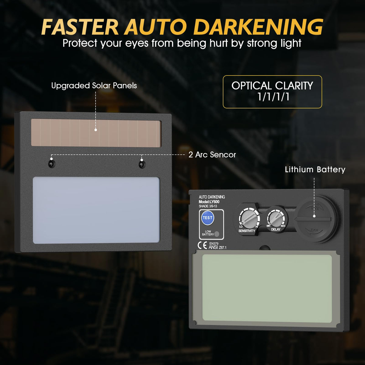 Auto Darkening Solar Powered Welding Helmet C746149