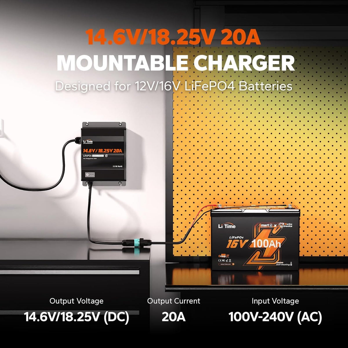 16V 100Ah Lithium Battery with 20A Charger Kit A34746