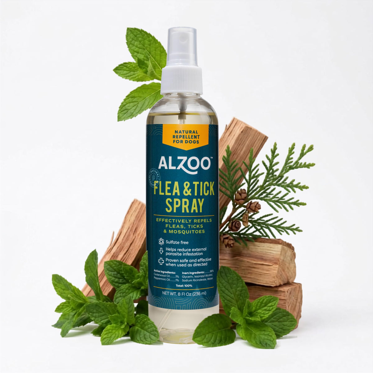 Natural Flea and Tick Repellent Spray for Dogs 8 Fl. Oz. N96805