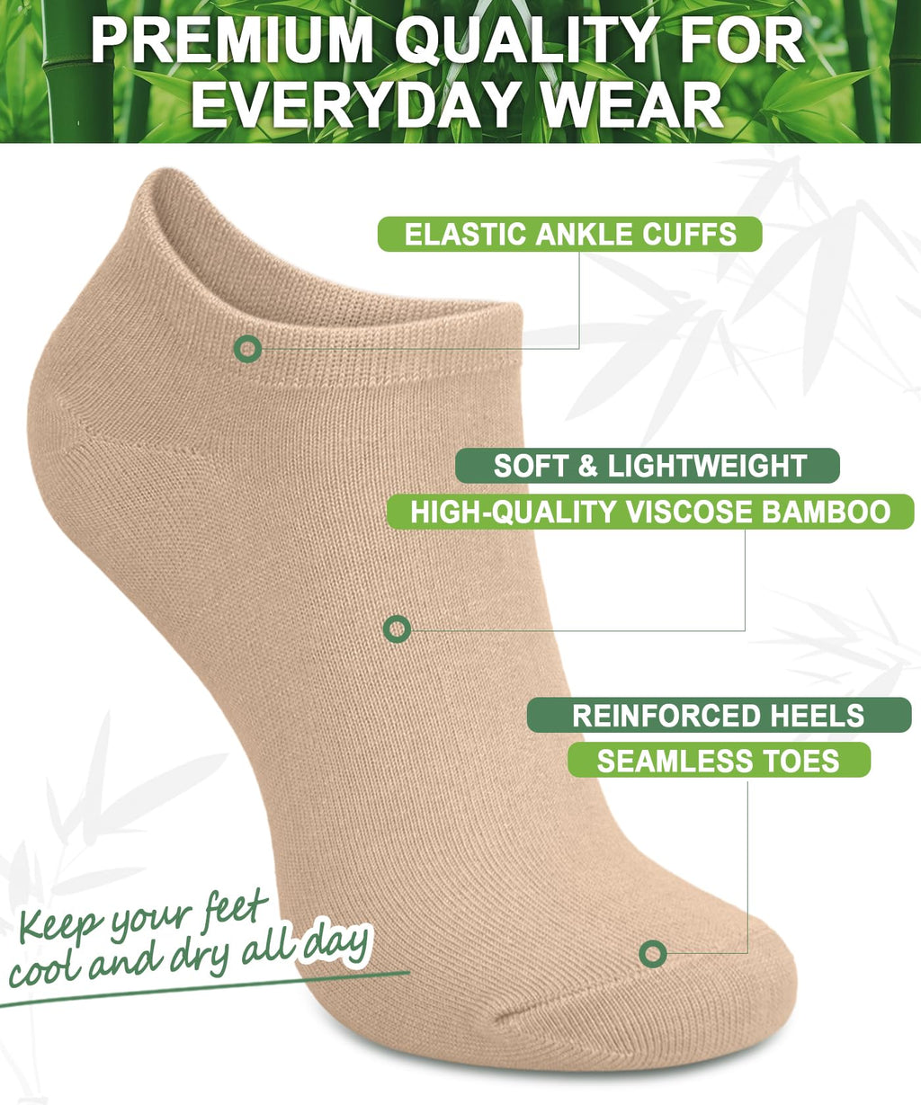 Women's Bamboo Viscose No Show Ankle Socks 7 Pairs L498