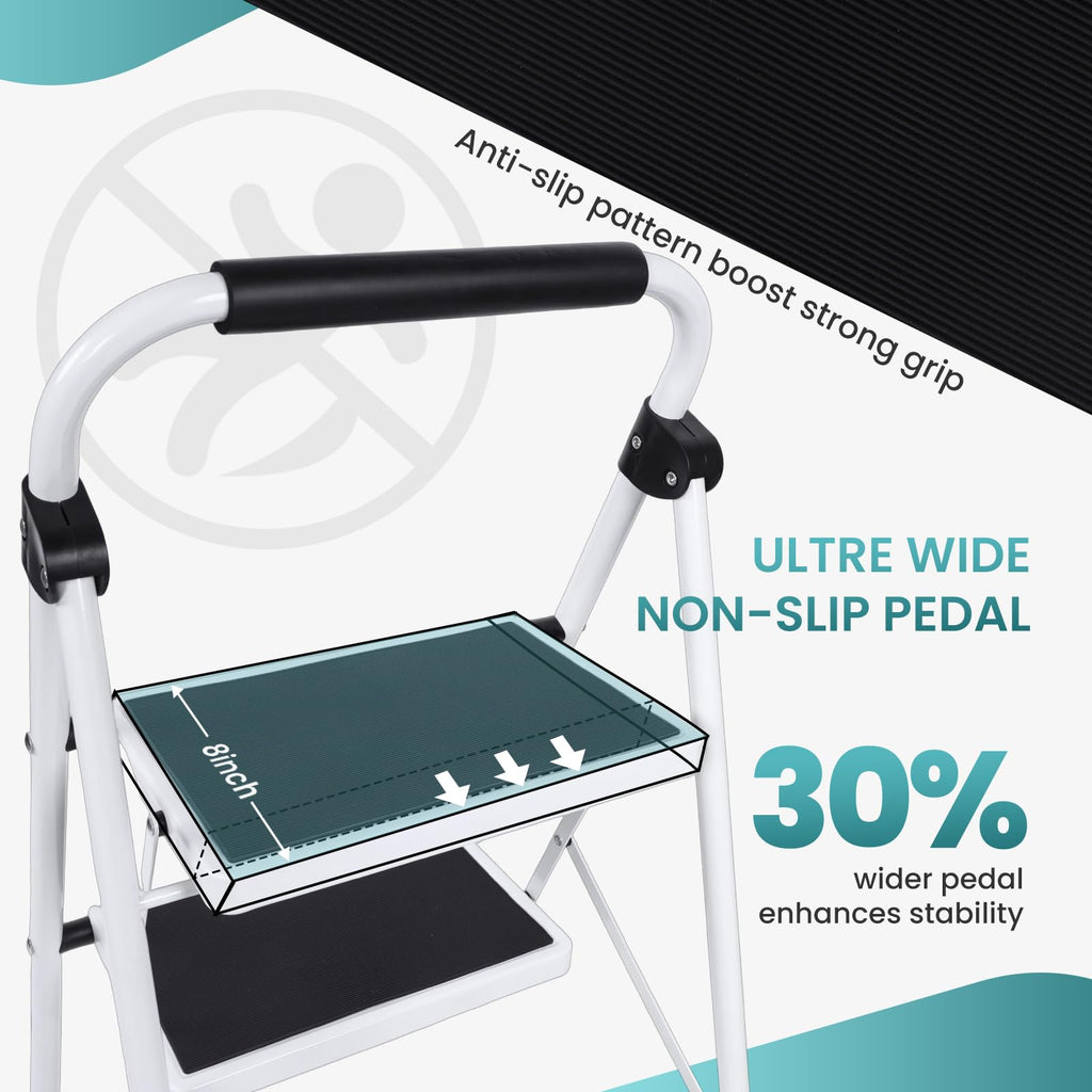 3 Step Ladder with Anti-Slip Pedal & Handrail B83353