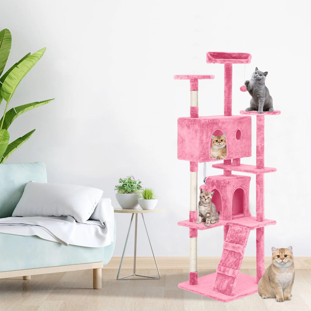 70 inch Multi-Level Cat Tree Tower with Scratching Posts B137508