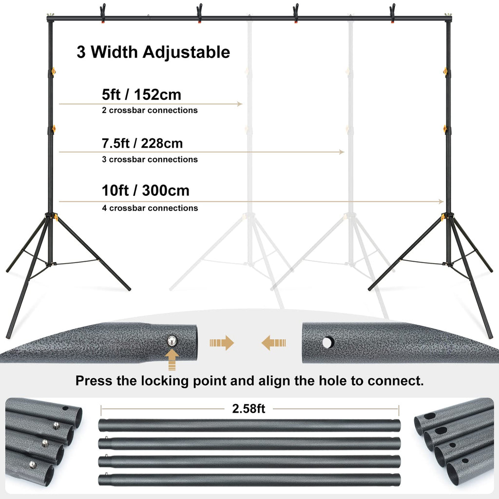 Adjustable Photography Backdrop Stand Kit with Carrying Bag V6716