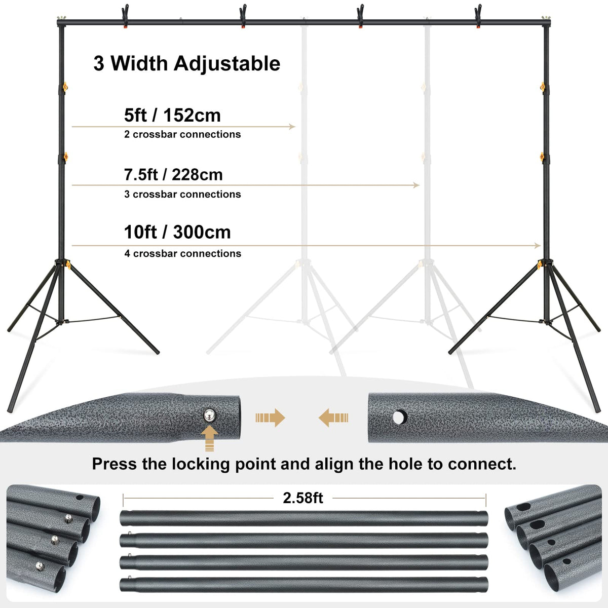 Adjustable Photography Backdrop Stand Kit with Carrying Bag V6716