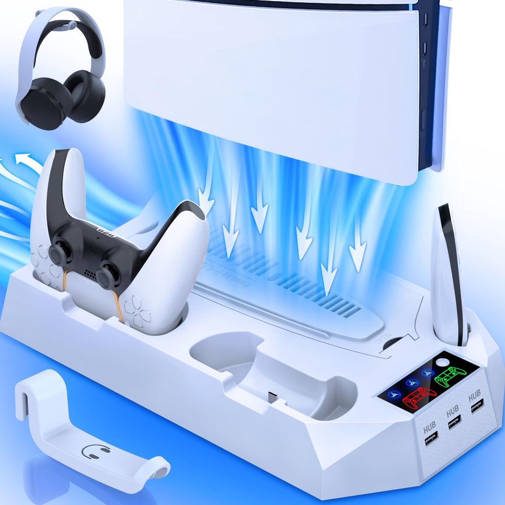 PS5 Cooling Stand with Controller Charging Station, White T8833