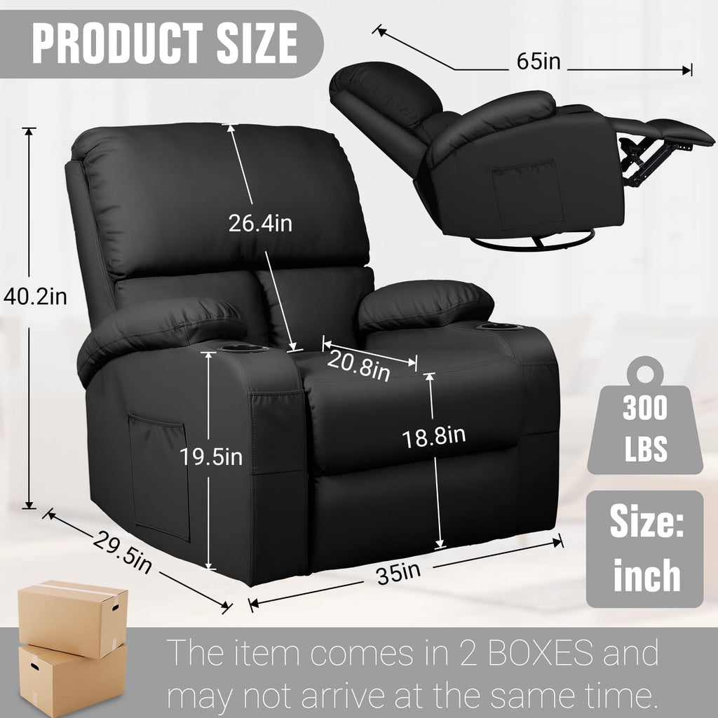 Black Faux Leather Massage Rocking Recliner Chair Z304