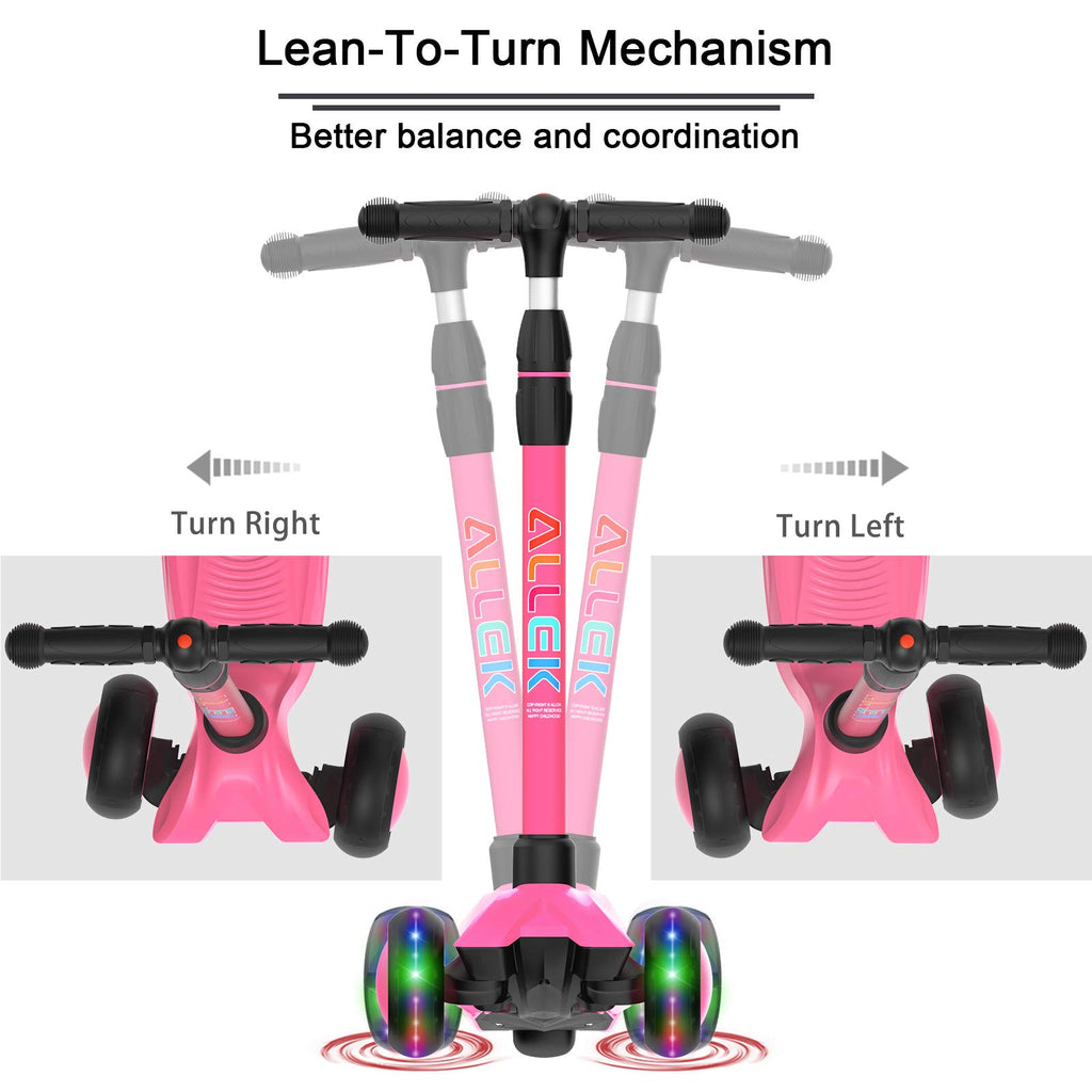 Kick Scooter 3-Wheeled Push Scooter with Light-Up Wheels U5903