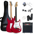 39in Full Size Beginner Electric Guitar Starter Kit with Case, Amp, Strings, Pick, Tremolo Bar N3910