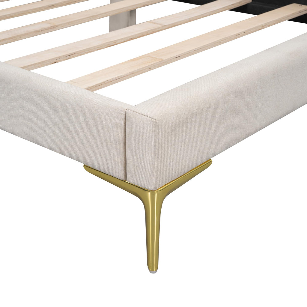 Twin Size Beige Linen Upholstered Daybed with Headboard P250