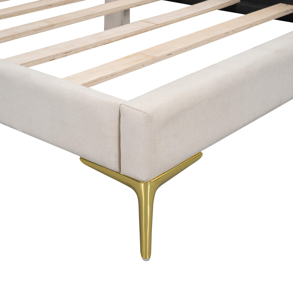 Twin Size Beige Linen Upholstered Daybed with Headboard P250
