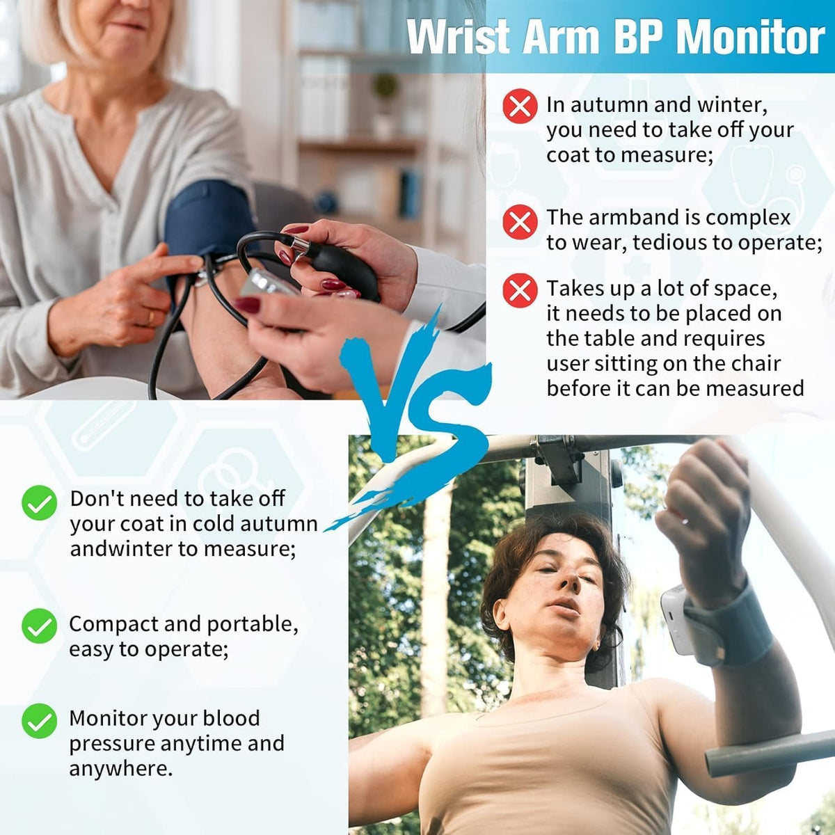 Wrist Blood Pressure Monitor with 90X2 Readings Memory I27592