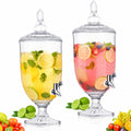 2 Pieces 1.3 Gallon Glass Drink Dispensers with Stand and Spigot P679688