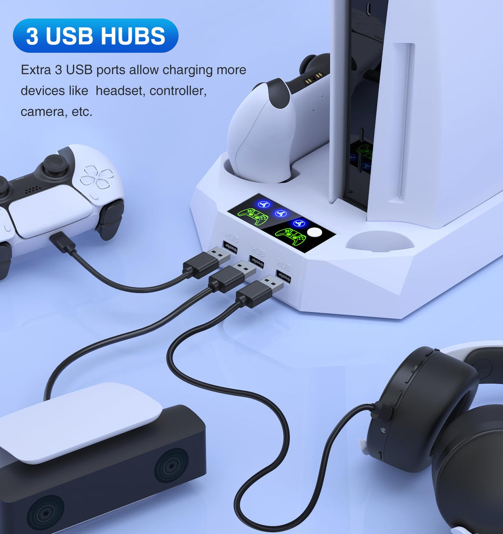 PS5 Cooling Stand with Controller Charging Station, White T8833