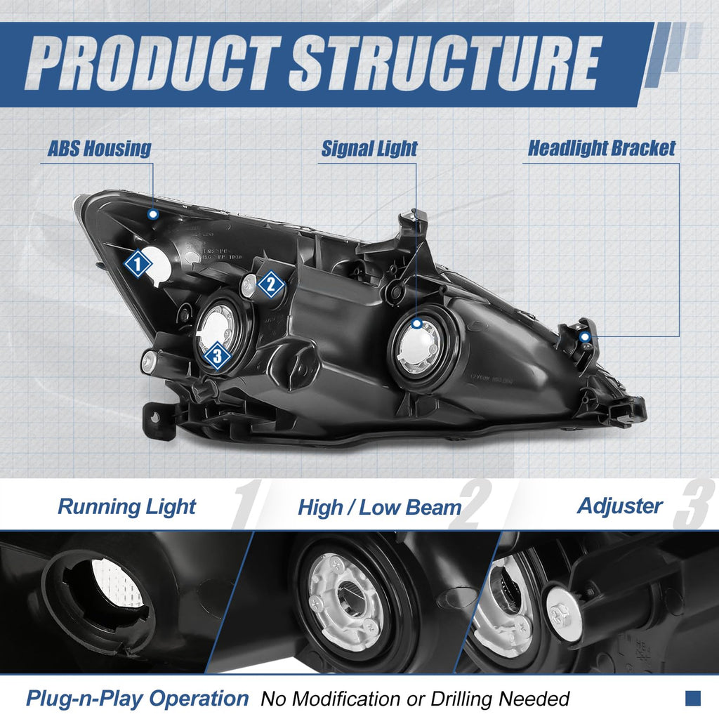 Black Housing Amber Corner Headlights Assembly D849