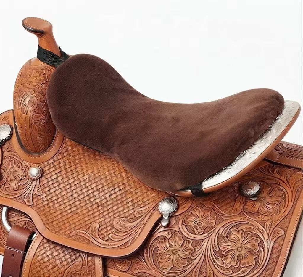 Brown Short Plush Horse Saddle Seat Cushion Z1786