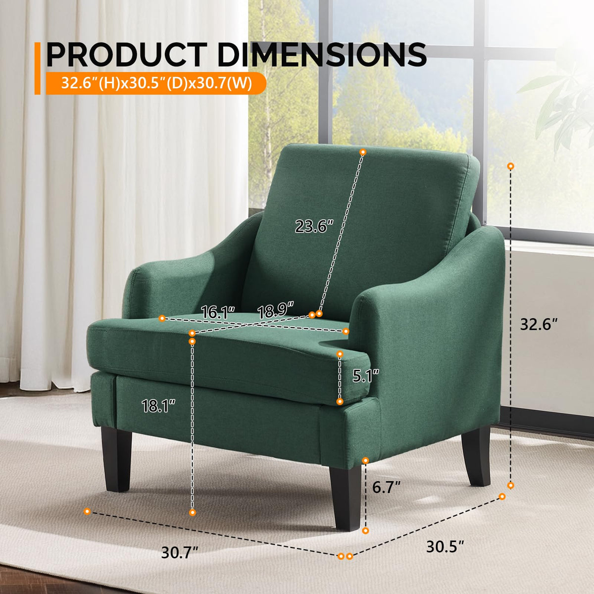 Green Linen Fabric Accent Chairs Set of 2 D608804