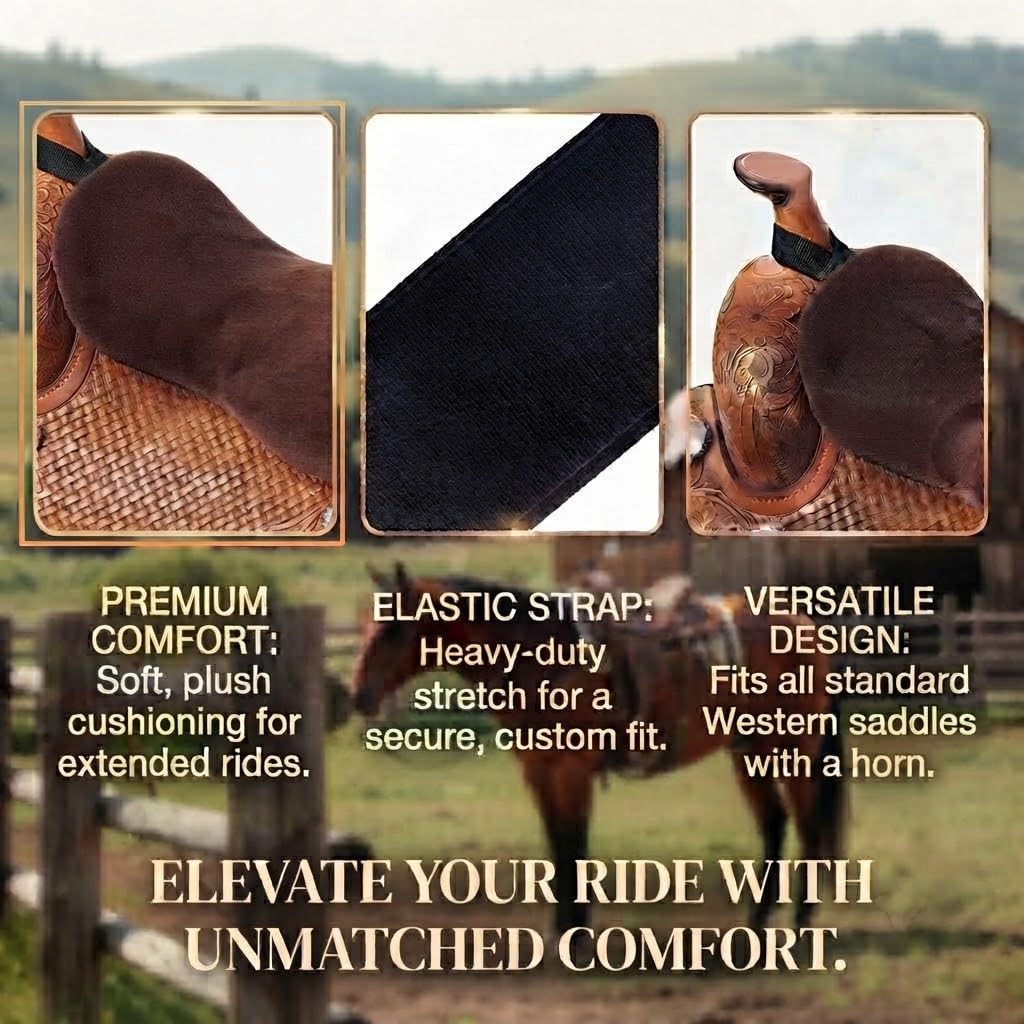 Brown Short Plush Horse Saddle Seat Cushion Z1786