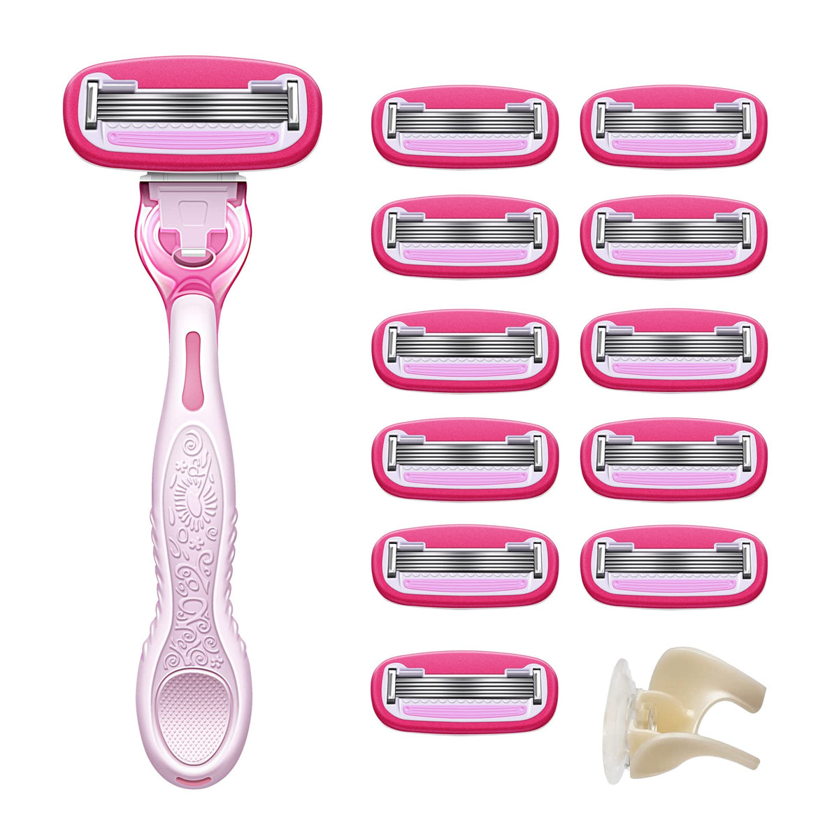 5-Blade Razor with 1 Handle, 12 Cartridges & 1 Shower Holder T70873