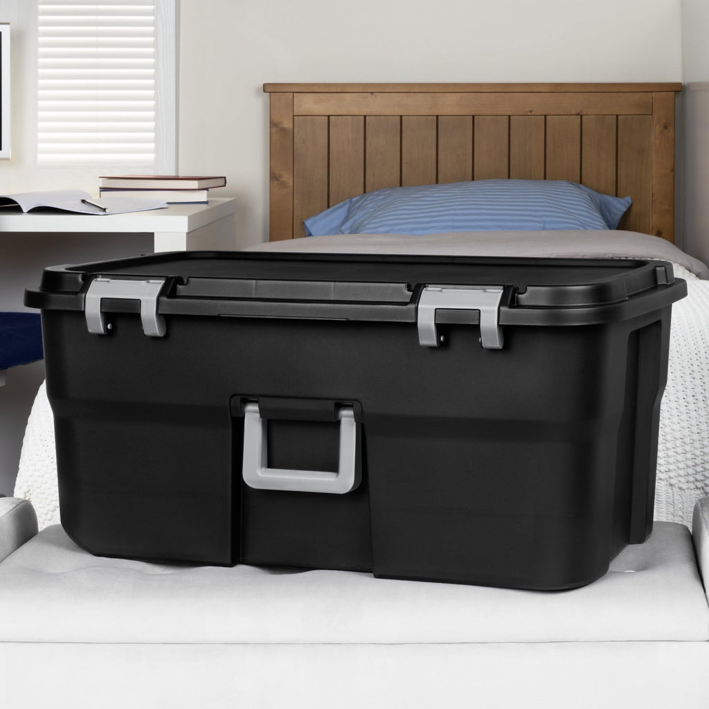 Black 22Gal Wheeled Lockable Storage Footlocker H987