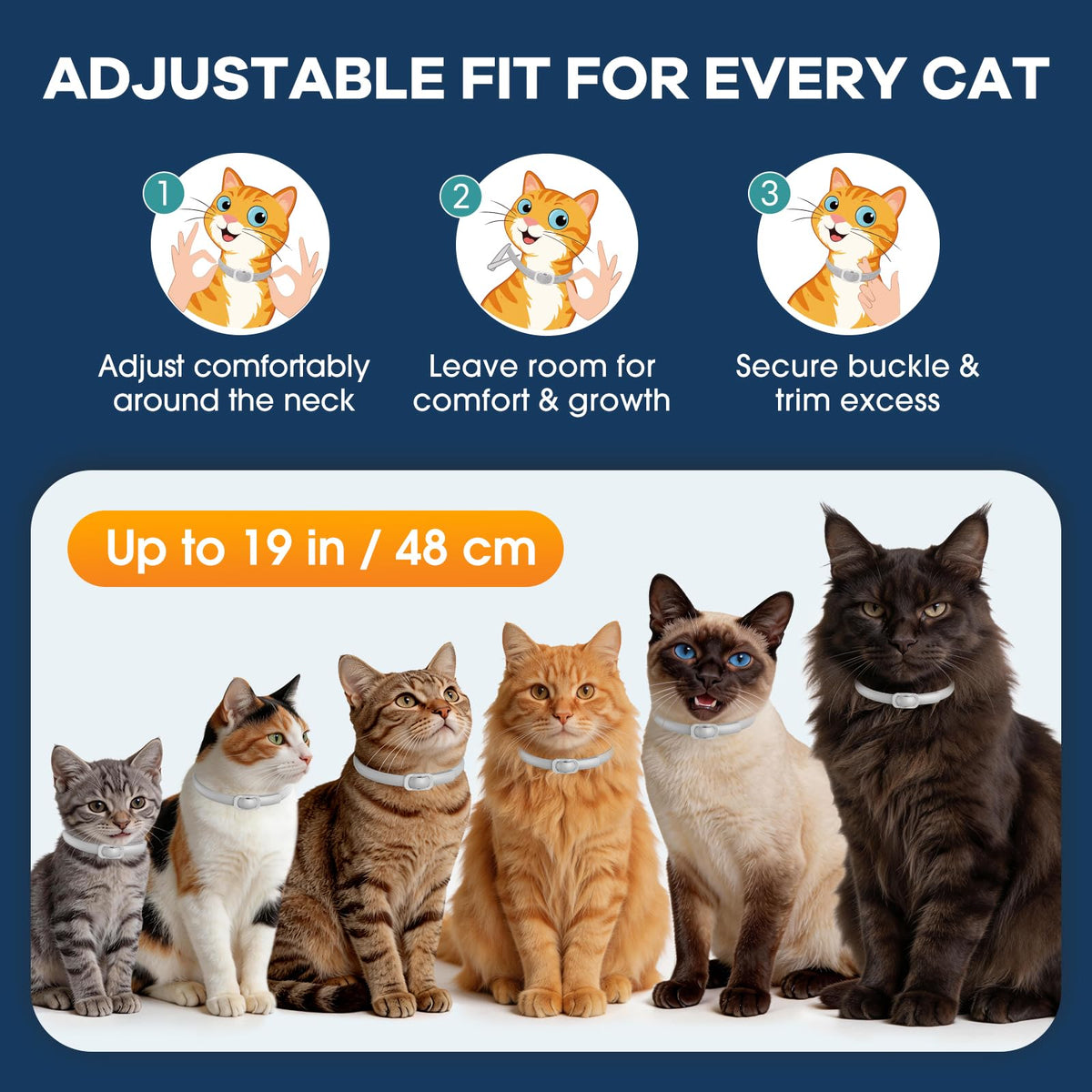 White 5 Pack Adjustable Water-Resistant Flea and Tick Cat Collar Q626669