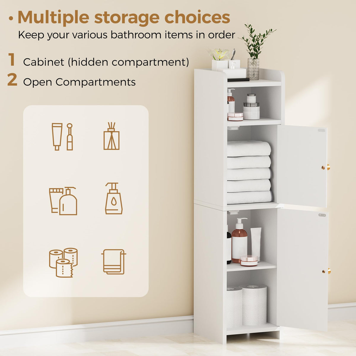 Small 2 Doors Narrow Bathroom Storage Cabinet S85674