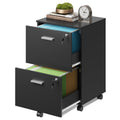 2 Drawer Wood File Cabinet with Lock, Black U8295