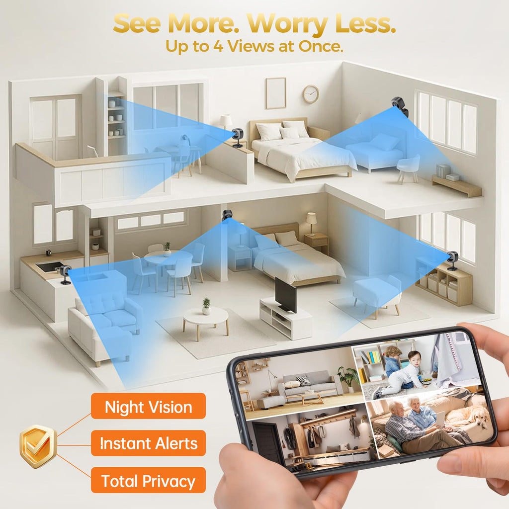 2K Indoor Security Camera 4-Pack with Night Vision U543