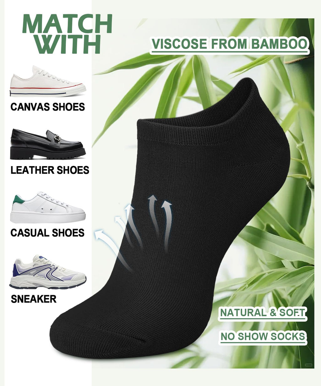 Women's Bamboo Viscose No Show Ankle Socks 7 Pairs L498