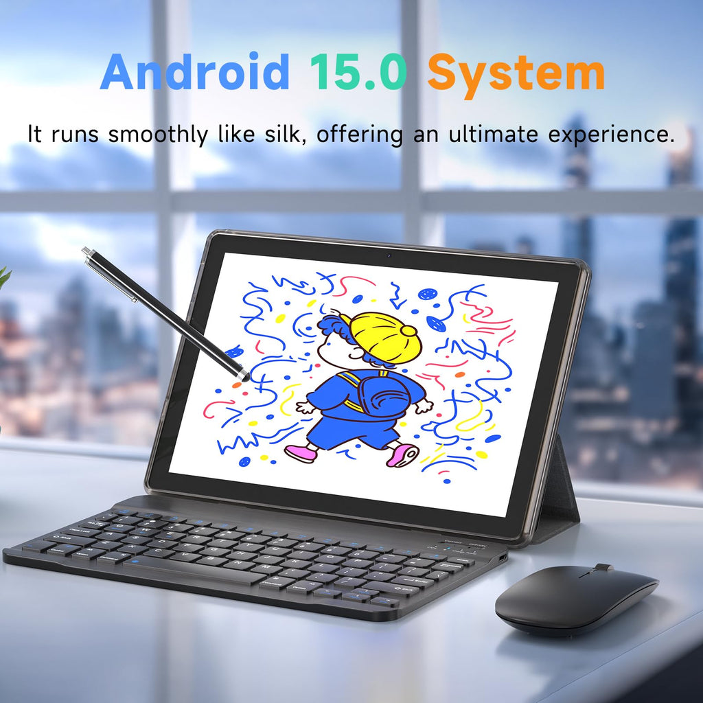 Android 15 Tablet 10 Inch 18GB RAM 128GB ROM Black H6216