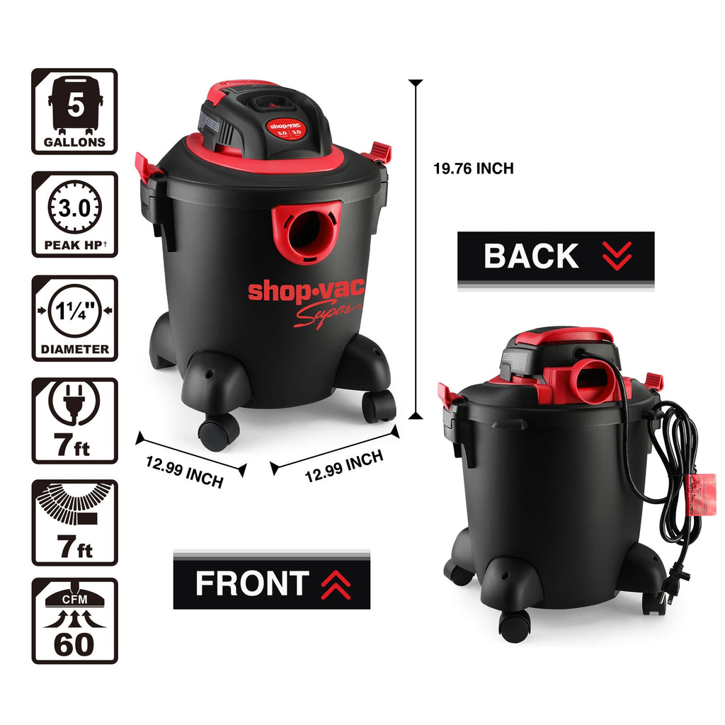 5 Gallon 3.0 Peak HP Wet/Dry Vac with Blower O54114
