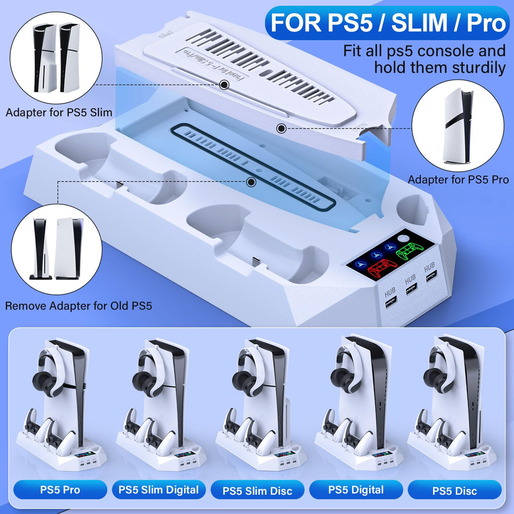 PS5 Cooling Stand with Controller Charging Station, White T8833