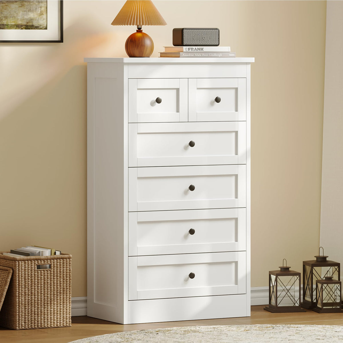 White 6 Drawer Wood Dresser V71235