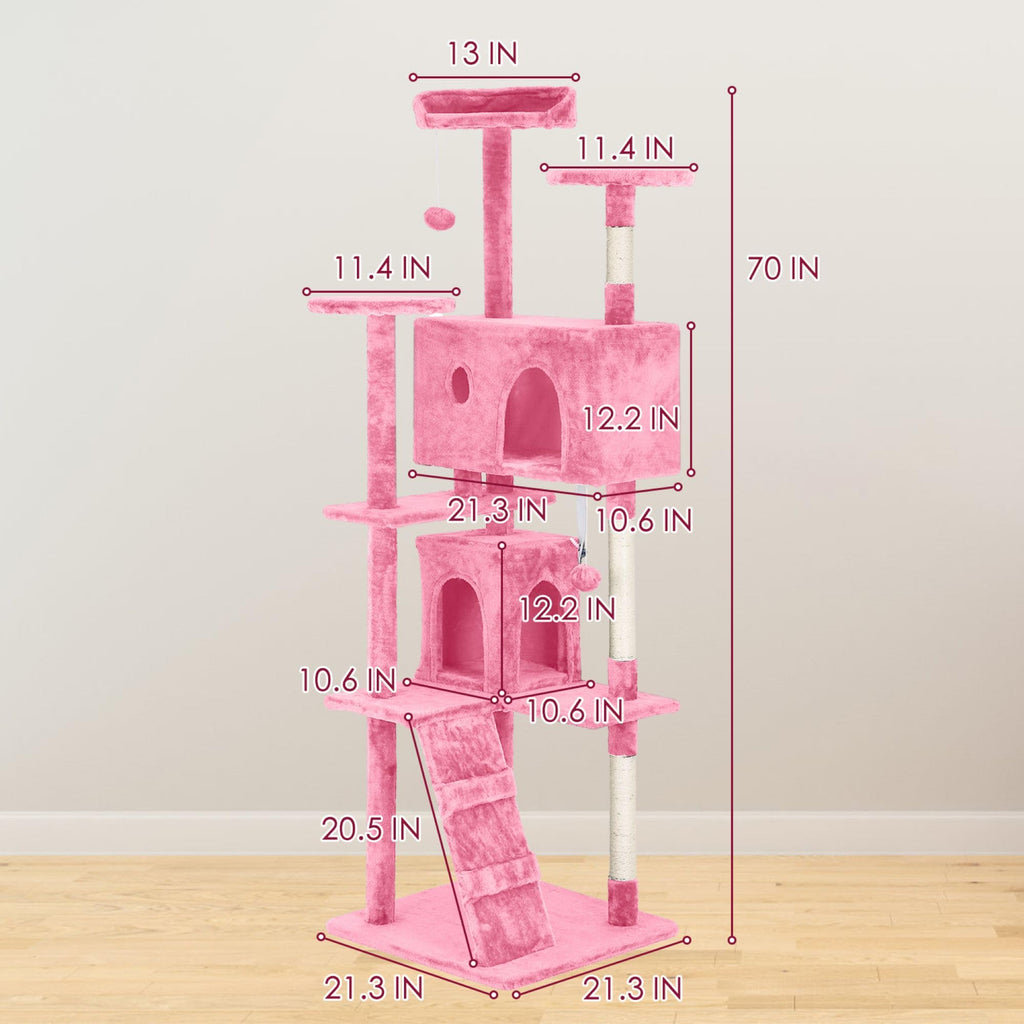 70 inch Multi-Level Cat Tree Tower with Scratching Posts B137508