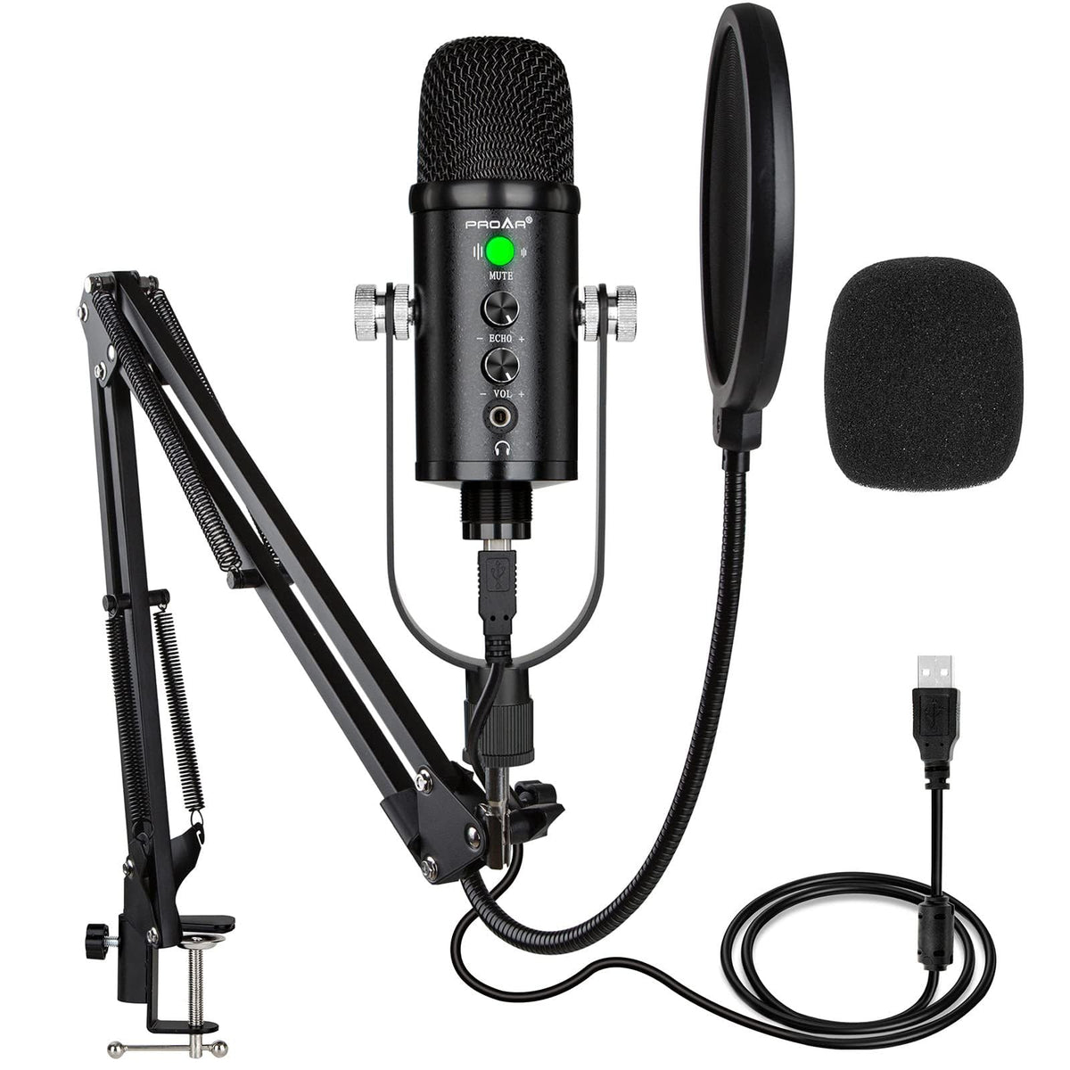 USB Condenser Microphone Kit with Boom Arm K525345