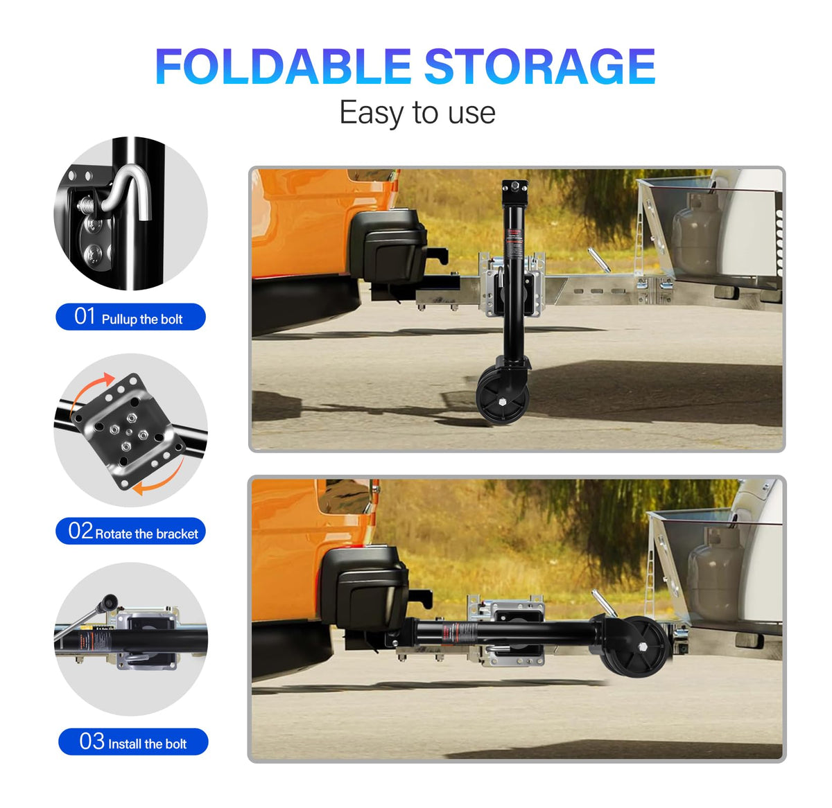 2000 lbs 12" Lift Swivel Trailer Jack with Dual Wheel E16390