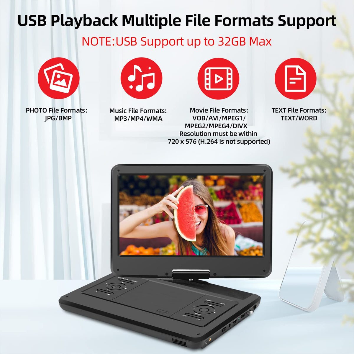 16.5" Portable TV/DVD Player Combo with 14.0" HD Swivel Screen A6290