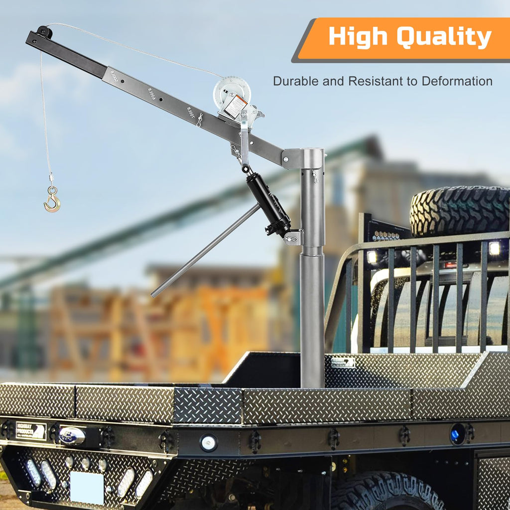 1000 Lbs Hydraulic Pickup Truck Crane Hoist with Manual Winch I604034