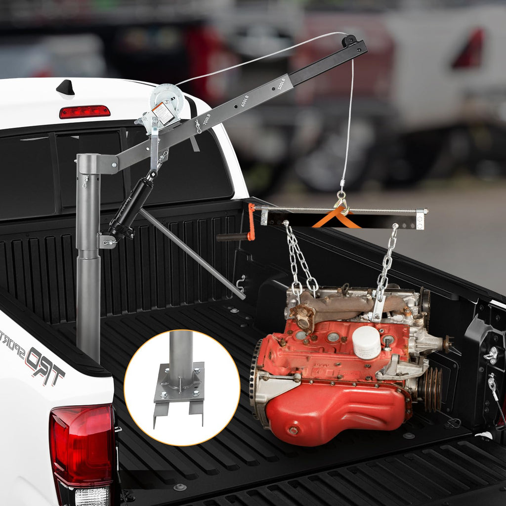 1000 Lbs Hydraulic Pickup Truck Crane Hoist with Manual Winch I604034