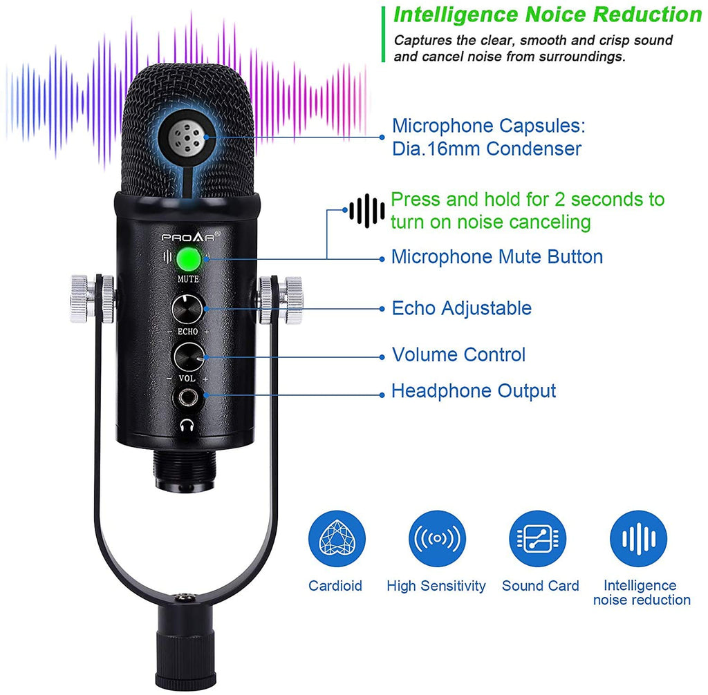 USB Condenser Microphone Kit with Boom Arm K525345