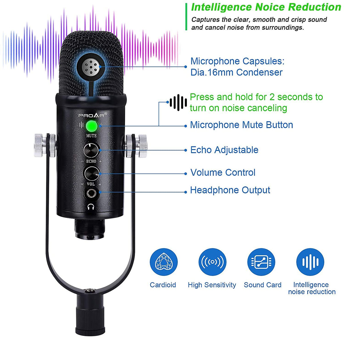 USB Condenser Microphone Kit with Boom Arm K525345